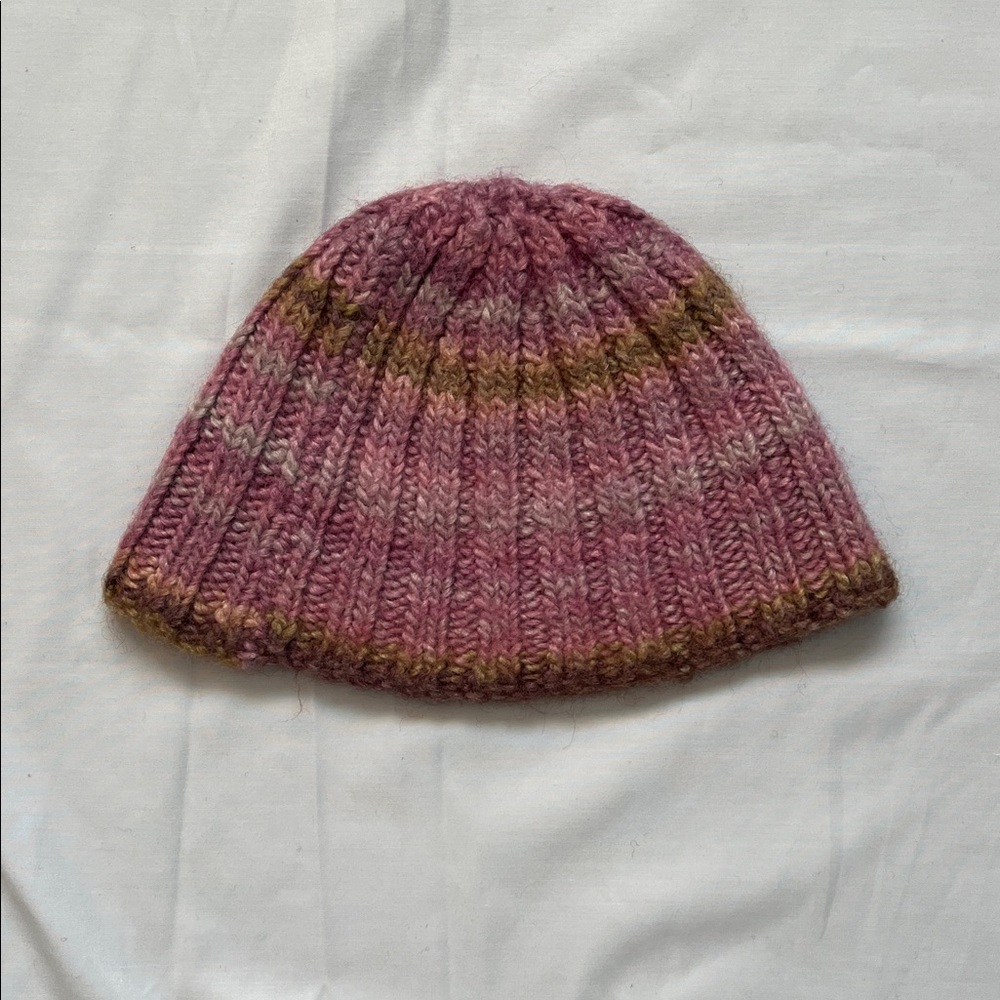 Pink and Brown Knit Beanie